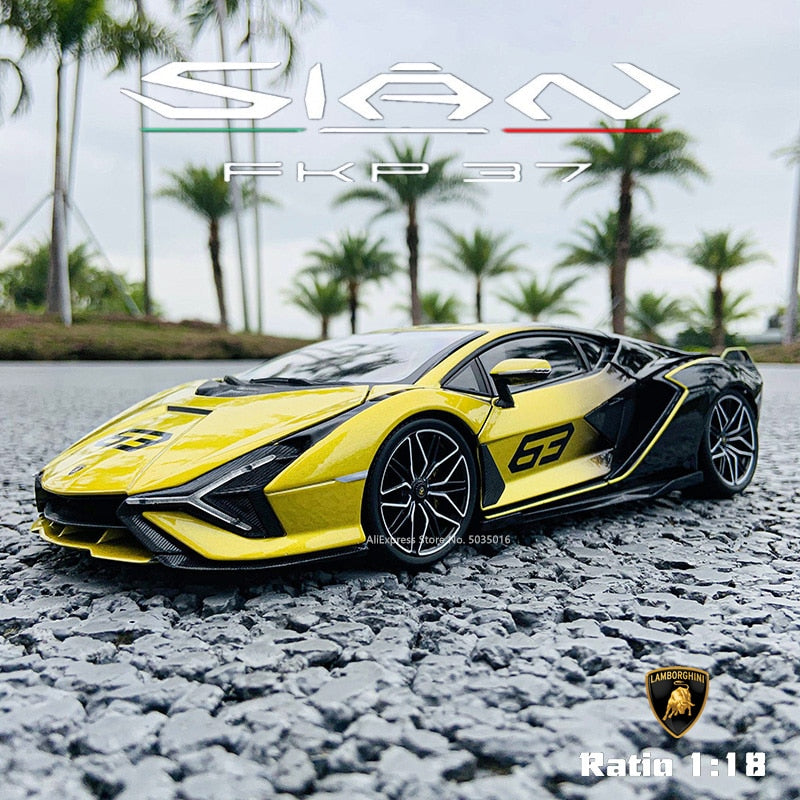 Car Model 1:18 yellow Lamborghini Sian FKP37